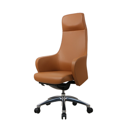 Leather Block Brown Ergonomic Multi Chair Office Aluminum